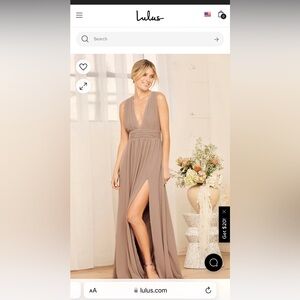Lulus New Heavenly Hues Maxi Bridesmaid Dress Taupe Size XS